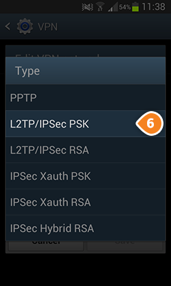 How to set up L2TP on Android KitKat: Step 6