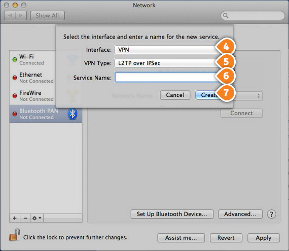 How to set up L2TP on Mac OS: Step 4