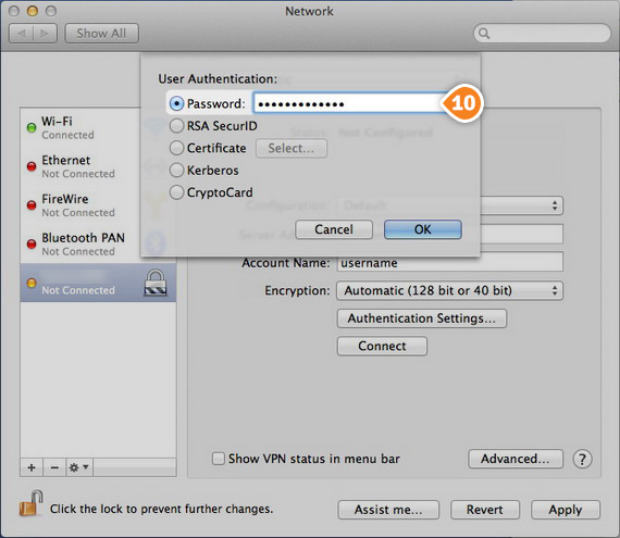 How to set up PPTP on Mac OS: Step 5