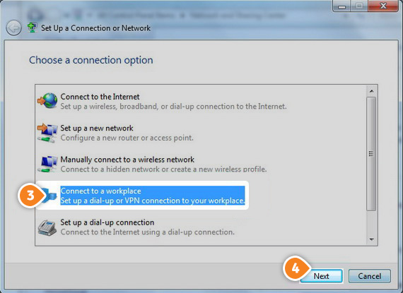How to set up PPTP on Windows 7: Step 3