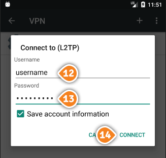 How to set up L2TP VPN on Android Marshmallow: Step 8