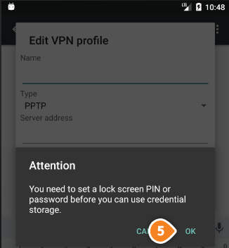How to set up PPTP on Android Marshmallow: Step 5