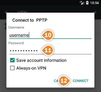How to set up PPTP on Android Nougat: Step 7