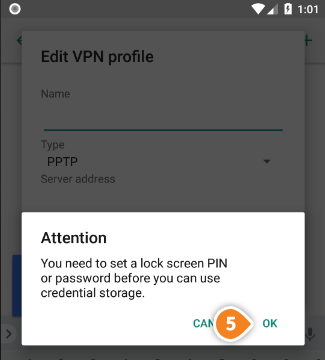How to set up PPTP on Android Oreo: Step 5