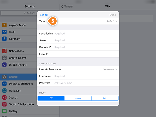 How to set up L2TP on iPad: Step 4